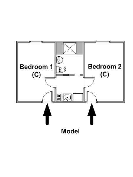 New York 2 Bedroom roommate share apartment - apartment layout  (NY-15773)