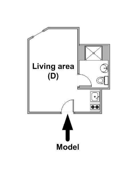 New York Monolocale appartamento - piantina approssimativa dell' appartamento  (NY-15777)