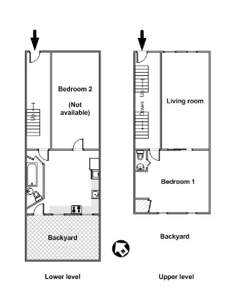 New York 2 Bedroom - Duplex roommate share apartment - apartment layout  (NY-15783)