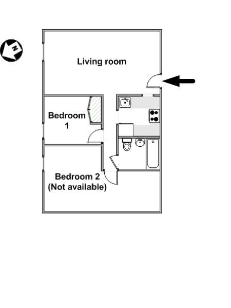 New York 2 Camere da letto stanza in affitto - piantina approssimativa dell' appartamento  (NY-15786)