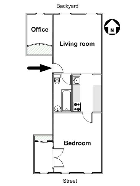 New York 1 Camera da letto appartamento - piantina approssimativa dell' appartamento  (NY-15788)