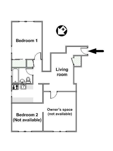 New York 2 Bedroom roommate share apartment - apartment layout  (NY-15800)