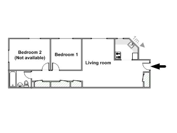 New York 2 Camere da letto stanza in affitto - piantina approssimativa dell' appartamento  (NY-15820)