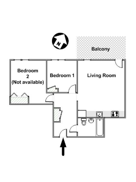 New York 2 Camere da letto stanza in affitto - piantina approssimativa dell' appartamento  (NY-15824)