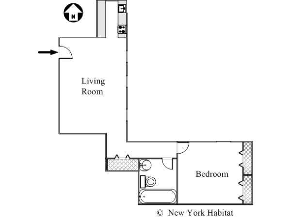 New York 1 Camera da letto appartamento - piantina approssimativa dell' appartamento  (NY-15828)
