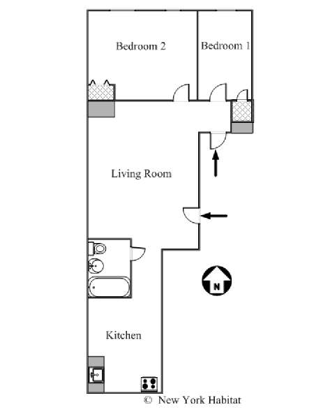 New York 2 Bedroom apartment - apartment layout  (NY-1583)