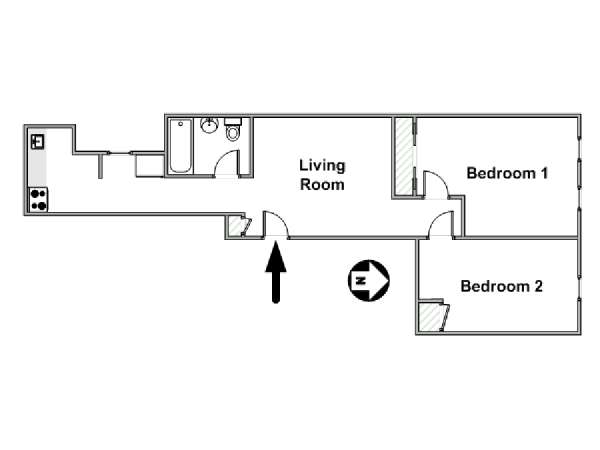 New York 2 Bedroom apartment - apartment layout  (NY-1584)