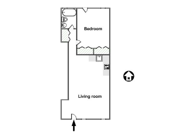 New York 1 Camera da letto appartamento - piantina approssimativa dell' appartamento  (NY-15845)