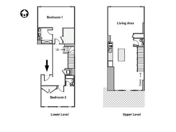 New York 2 Bedroom - Duplex apartment - apartment layout  (NY-15846)