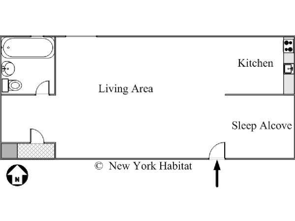 New York Grande monolocale appartamento - piantina approssimativa dell' appartamento  (NY-15852)