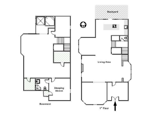 New York 4 Bedroom - Triplex accommodation - apartment layout 1 (NY-15856)