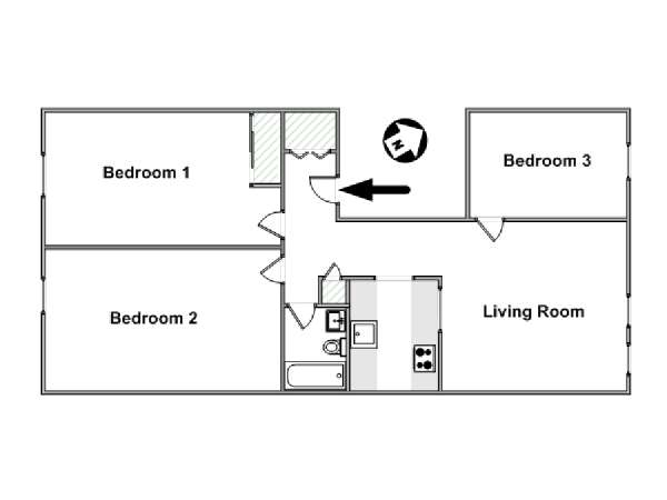New York 3 Bedroom apartment - apartment layout  (NY-15861)