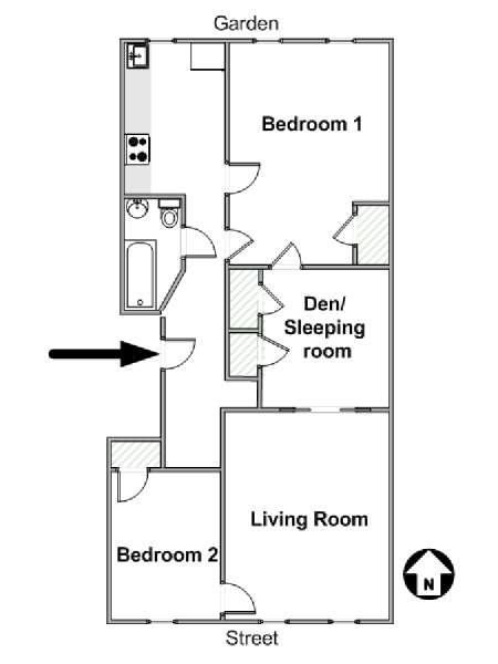 New York 2 Camere da letto stanza in affitto - piantina approssimativa dell' appartamento  (NY-15863)