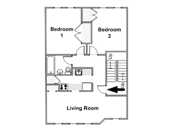 New York 2 Camere da letto appartamento - piantina approssimativa dell' appartamento  (NY-15894)