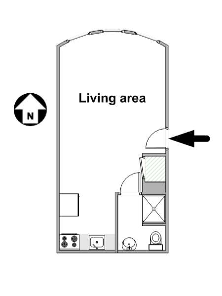 New York Monolocale appartamento - piantina approssimativa dell' appartamento  (NY-15895)