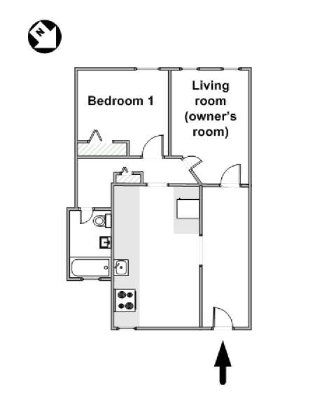 New York 1 Bedroom roommate share apartment - apartment layout  (NY-15951)