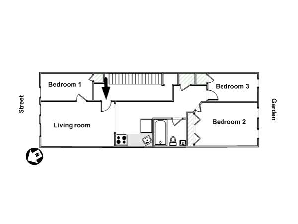 New York 3 Camere da letto appartamento - piantina approssimativa dell' appartamento  (NY-15955)