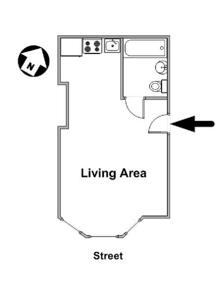 New York Studio T1 logement location appartement - plan schématique  (NY-15991)