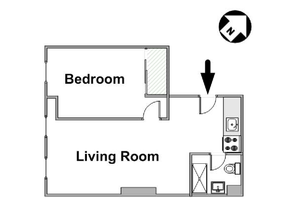 New York 2 Bedroom roommate share apartment - apartment layout  (NY-15997)
