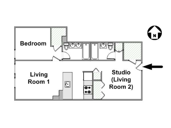 New York 1 Bedroom - Loft apartment - apartment layout  (NY-15999)