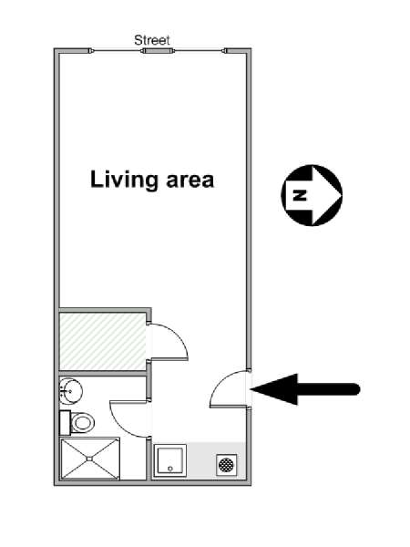 New York Monolocale appartamento - piantina approssimativa dell' appartamento  (NY-16010)