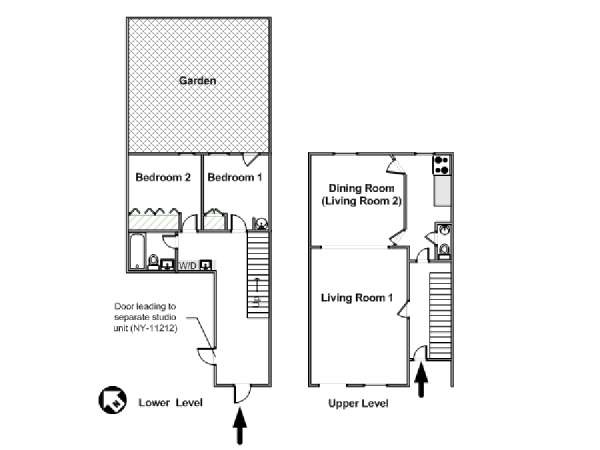 New York 2 Bedroom - Duplex apartment - apartment layout  (NY-16014)