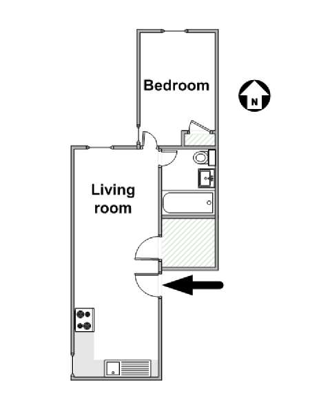New York 1 Camera da letto appartamento - piantina approssimativa dell' appartamento  (NY-16029)