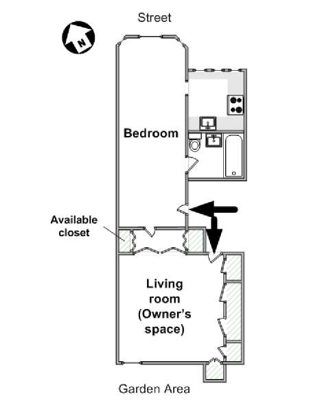 New York 1 Camera da letto stanza in affitto - piantina approssimativa dell' appartamento  (NY-16030)