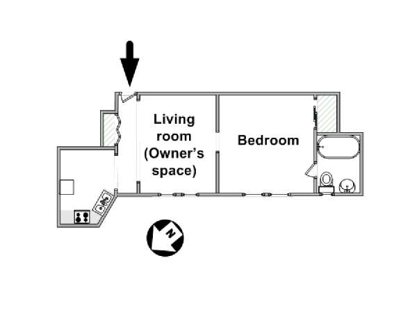 New York 1 Bedroom accommodation bed breakfast - apartment layout  (NY-16031)