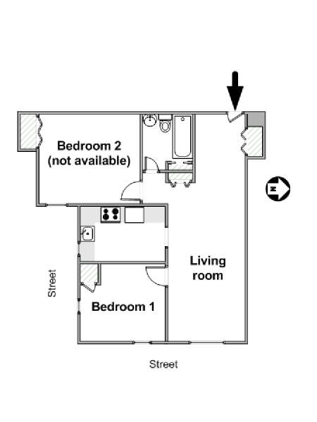 New York 2 Camere da letto stanza in affitto - piantina approssimativa dell' appartamento  (NY-16033)