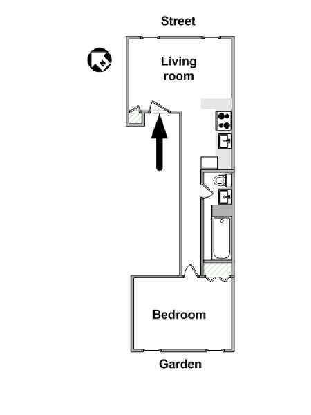 New York 1 Camera da letto appartamento - piantina approssimativa dell' appartamento  (NY-16035)