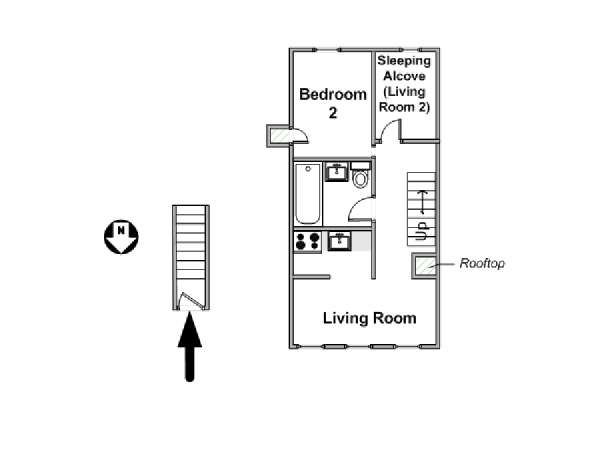 New York 1 Camera da letto appartamento casa vacanze - piantina approssimativa dell' appartamento  (NY-16039)