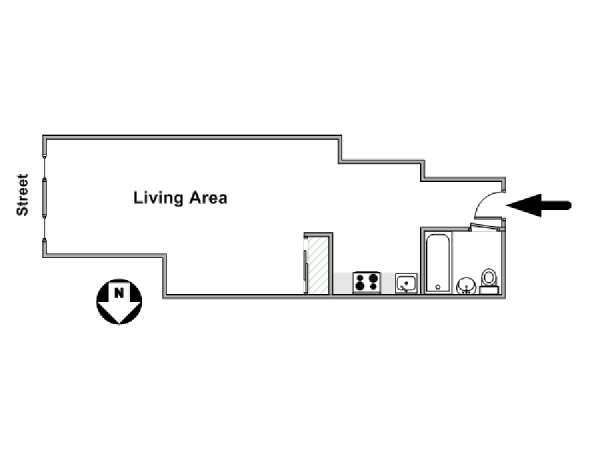 New York Monolocale - Loft appartamento - piantina approssimativa dell' appartamento  (NY-16061)