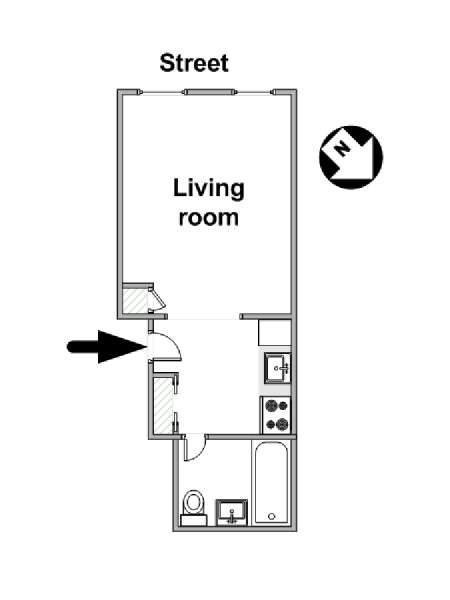 New York Studio T1 logement location appartement - plan schématique  (NY-16078)