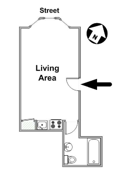 New York Monolocale appartamento - piantina approssimativa dell' appartamento  (NY-16090)
