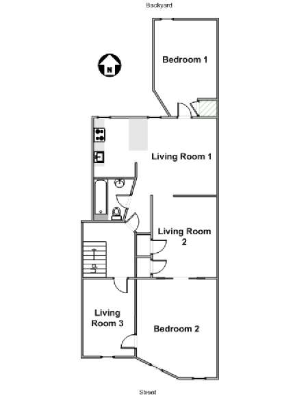 New York 2 Camere da letto appartamento - piantina approssimativa dell' appartamento  (NY-16103)