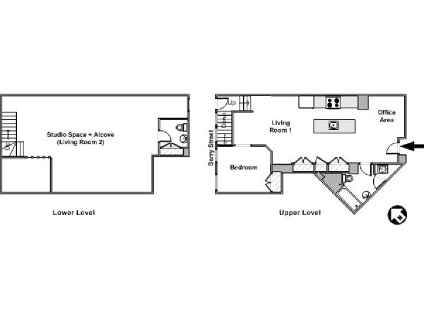 New York 1 Bedroom - Loft - Duplex apartment - apartment layout  (NY-16111)