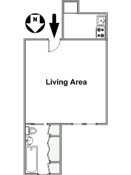 New York Monolocale appartamento - piantina approssimativa dell' appartamento  (NY-16115)