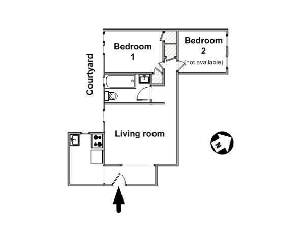 New York 2 Camere da letto stanza in affitto - piantina approssimativa dell' appartamento  (NY-16117)