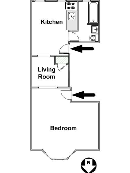 New York 1 Bedroom accommodation - apartment layout  (NY-16122)