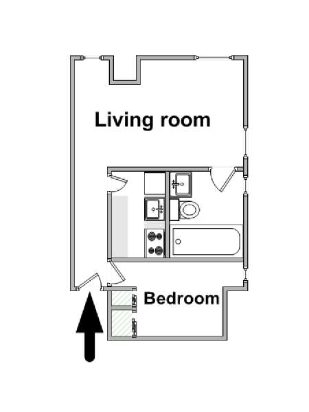 New York 1 Camera da letto appartamento - piantina approssimativa dell' appartamento  (NY-16123)