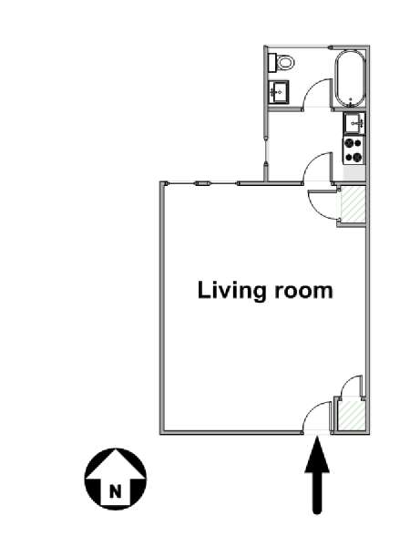 New York Monolocale appartamento - piantina approssimativa dell' appartamento  (NY-16129)