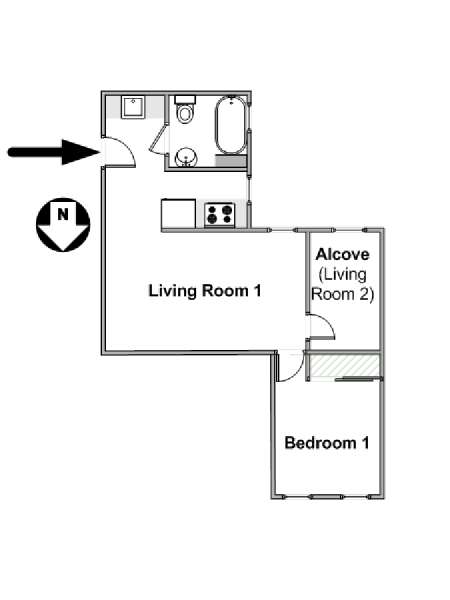 New York 1 Bedroom apartment - apartment layout  (NY-16144)