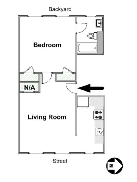New York 1 Bedroom apartment - apartment layout  (NY-16162)