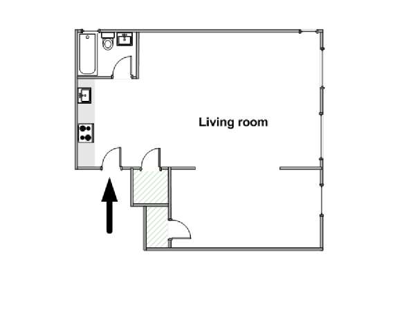 New York Studio avec Alcôve T1 logement location appartement - plan schématique  (NY-16171)