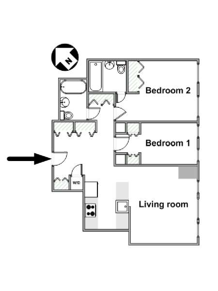 New York 2 Bedroom apartment - apartment layout  (NY-16172)