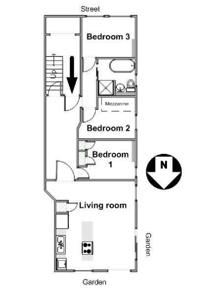 New York 3 Bedroom apartment - apartment layout  (NY-16179)