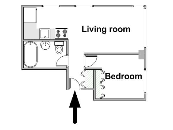 New York 1 Bedroom apartment - apartment layout  (NY-16181)
