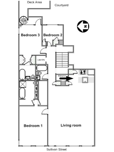 New York 3 Bedroom apartment - apartment layout  (NY-16198)