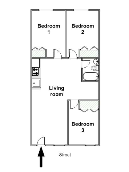 New York 3 Bedroom apartment - apartment layout  (NY-16216)